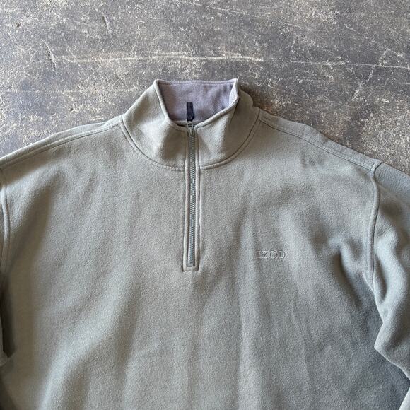 Izod Sweater Mens XL Green Embroidered Logo 1/4 Zip Sweatshirt Mock Neck - Picture 2 of 9